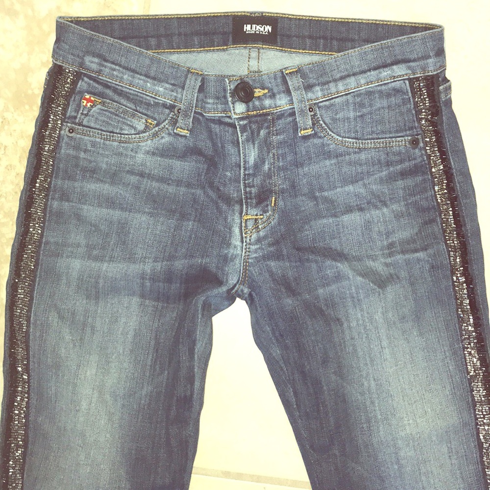 Hudson skinny Luna jeans with beaded side